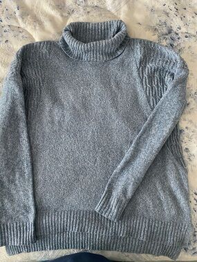 Soft Heathered Blue Turtleneck Sweater